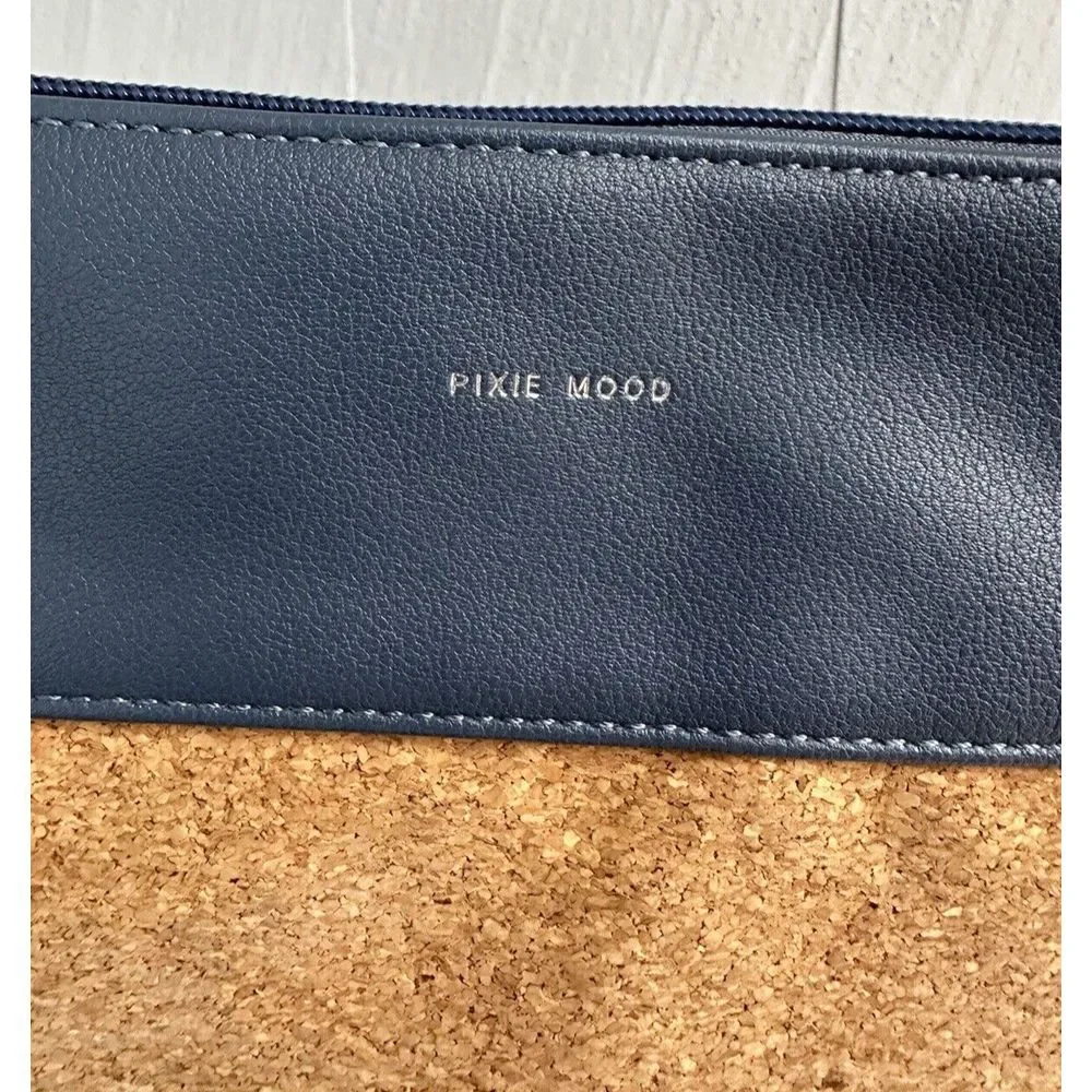 PIxie Mood Nicole Pouch‎ Blue Vegan Leather & Cork Convertible Crossbody Bag